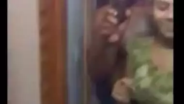 Woman has sex tits to expose in the XXX shower cabin and before mirror