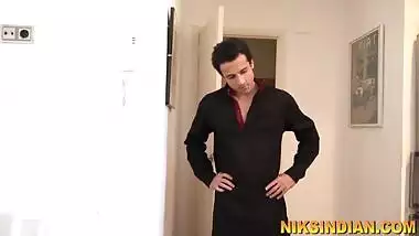 Hot Indian maid masturbates while watching couple doing anal sex