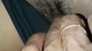Female is proud of hairy XXX cherry so she allows Desi man to touch it