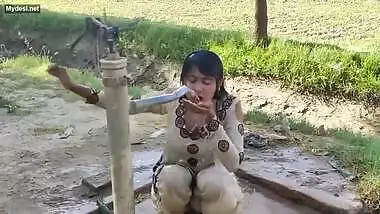Pk cute girl sexy bath on outdoor