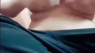 Milky white boobs playing of cute Indian girlfriend