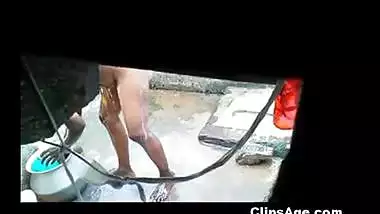 Neighbor maid aunt taking bath captured by peeper guy