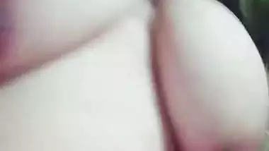 Unsatisfied cute bhabhi topless selfie showing long boobs