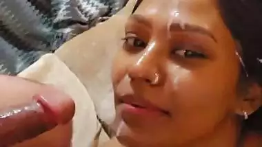 Crazy Indian blowjob and thick cum on face and mouth