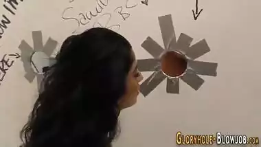 Pakistani girl sucks BBCs in the Gloryhole
