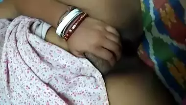 Wife is caught by sex partner masturbating her unshaved XXX pussy