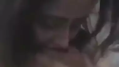 Pakistani girl sucking her own pillowy boobs